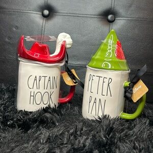 🌸 Rae Dunn: Peter Pan & Captain Hook: Doubled Sided Mug Set 🤩